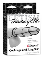 Стимулирующая насадка на пенис с кольцами Cockcage ad Ring Set (Цвет: черный)