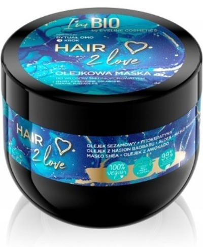 EVELINE HAIR 2 love Маска с маслами д/волос со средней пористостью д/тонких и ослаблен. 300мл (*2*6)