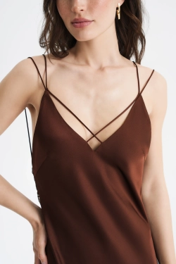 Платье-комбинация с кружевом — Fashion Rebels, коричневый, фото 4