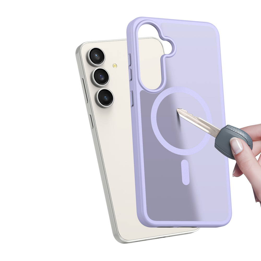 Прозрачный матовый чехол светло-фиолетового цвета с MagSafe от Dux Ducis для Samsung Galaxy S25 FE, серия Yind Series Case
