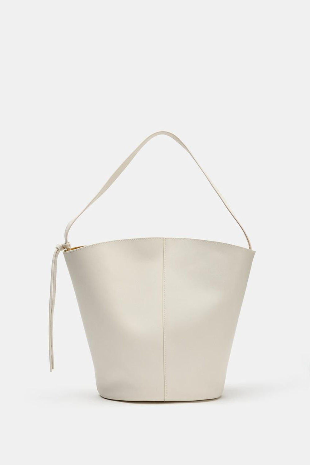 ZARA КОЖАНАЯ СУМКА НА ПЛЕЧО, БЕЛЫЙ