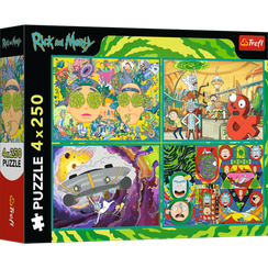 Pazl / Пазлы / Puzzles - "4x250" - The twisted world of Rick and Morty / Warner Rick and Morty