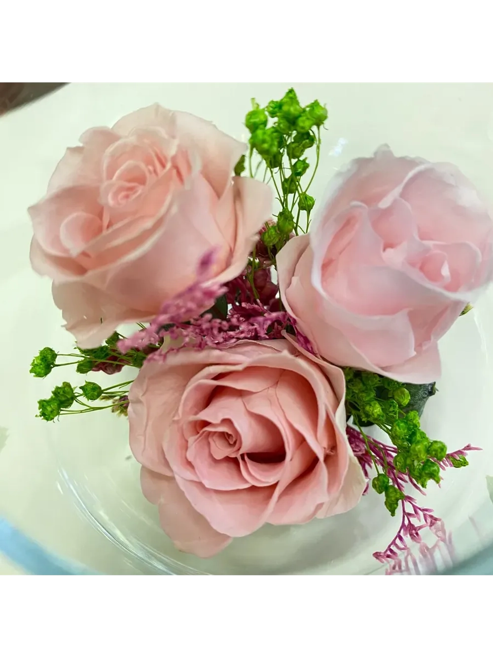 натуральные кустовые розы в стекле, вакуум*