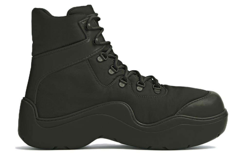 Bottega Veneta Puddle Short Combat Boots Men"s Black