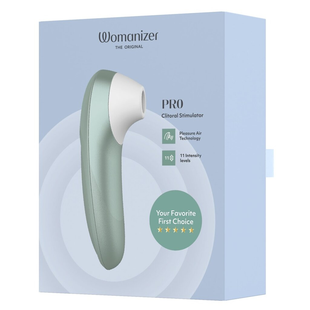 Зеленый бесконтактный клиторальный стимулятор 16см Womanizer Pro Clitoral Suction Stimulator Green WZPO1SG2