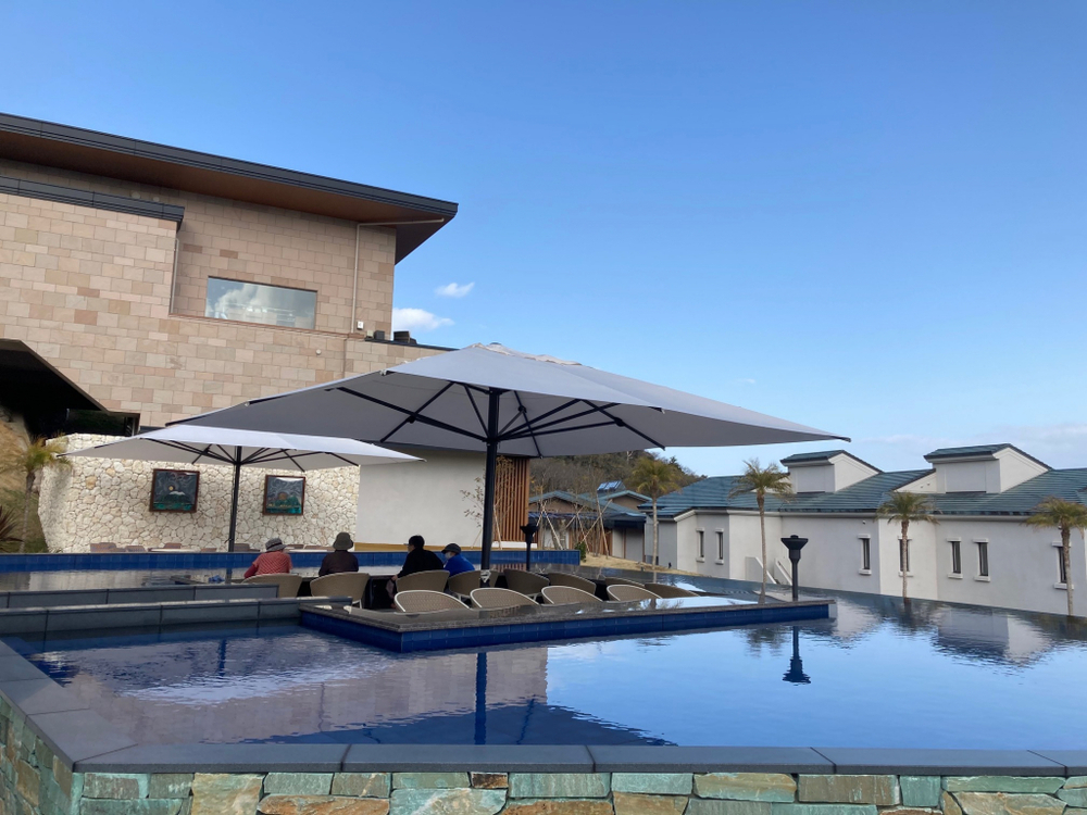 Зонт профессиональный телескопический 5х6 м Scolaro Capri Dark, антрацит, слоновая кость