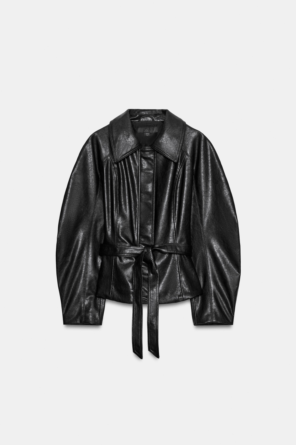 КУРТКА ИЗ ИСКУССТВЕННОЙ КОЖИ С ПОЯСОМ — ZARA