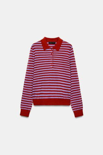 ZARA ТРИКОТАЖНОЕ ПОЛО В ПОЛОСКУ, РАЗНОЦВЕТНЫЙ