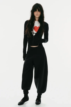 ZARA БРЮКИ BALLOON С ВЫСОКОЙ ПОСАДКОЙ, ЧЕРНЫЙ