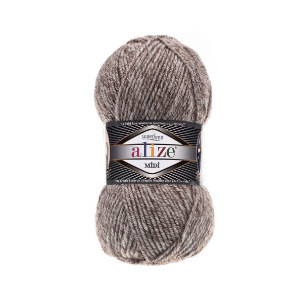Пряжа Alize (Ализе) Superlana Midi / уп.5 мот. по 100 г, 170м, 803 молочно-коричневый жаспе A
