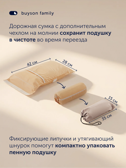 Пенная подушка для путешествий БайТур (в дорожном чехле)