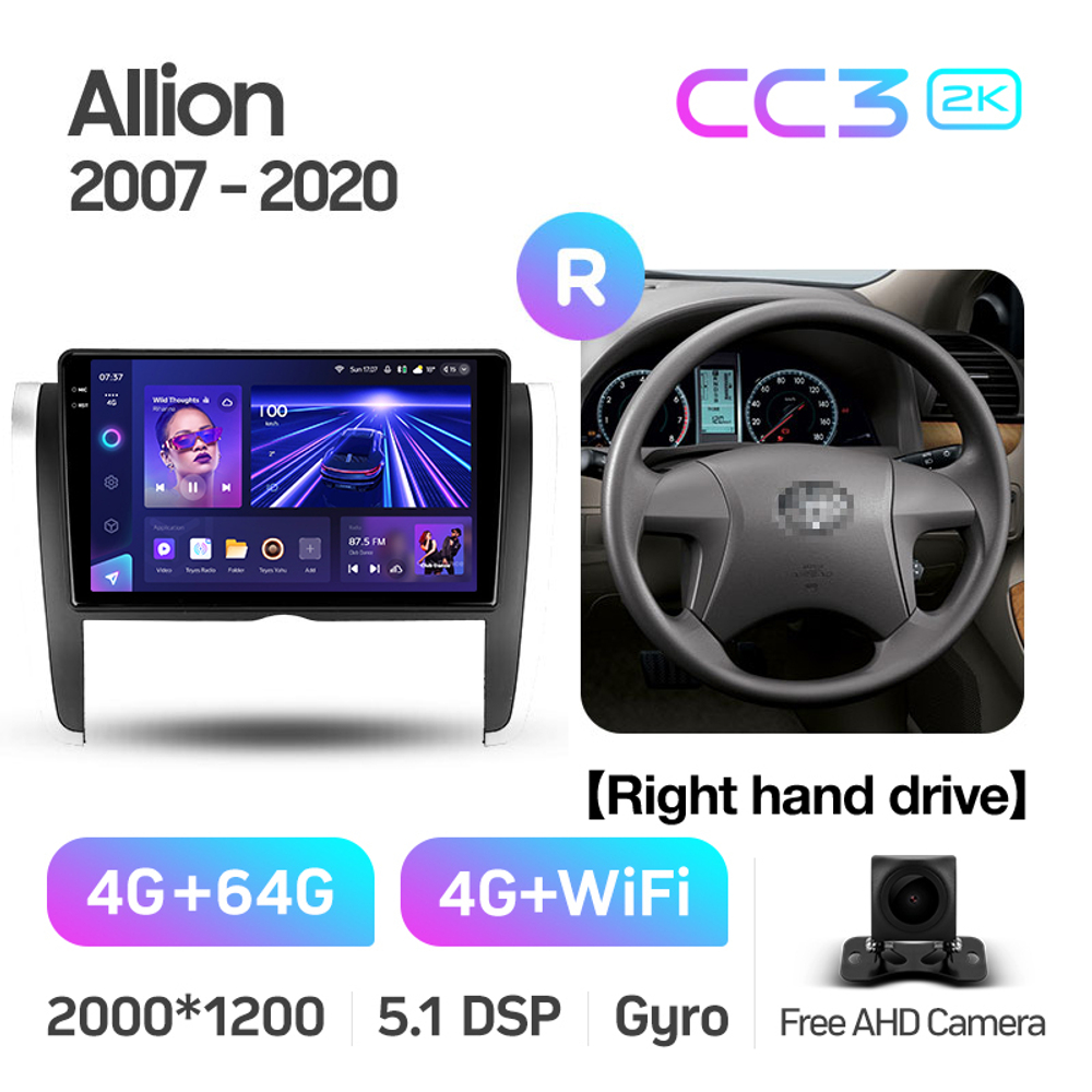 Teyes CC3 2K 9"для Toyota Allion 2007-2020 (прав)