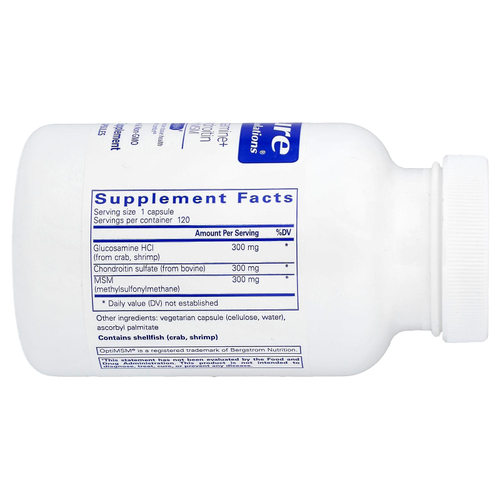 Pure Encapsulations, глюкозамин, хондроитин и МСМ, 120 капсул