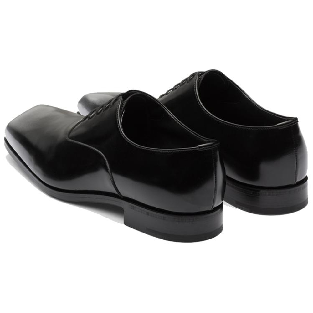 PRADA Leather Casual Leather Shoes Men"s Black Silver