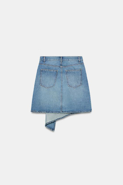 ZARA АСИММЕТРИЧНАЯ ДЖИНСОВАЯ ЮБКА TRF, СИНИЙ