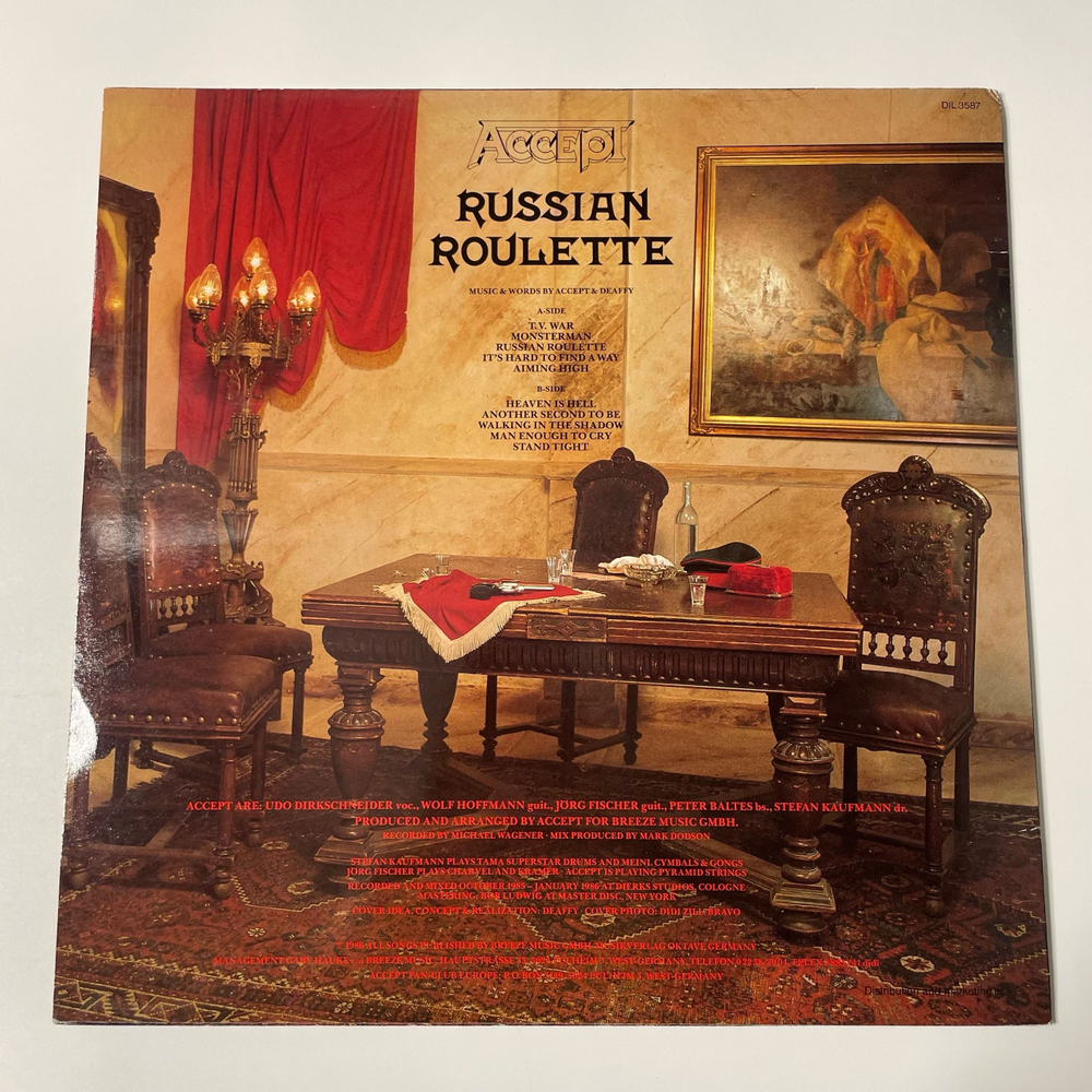 Винтажная виниловая пластинка LP Accept Russian Roulette (Бельгия 1986)