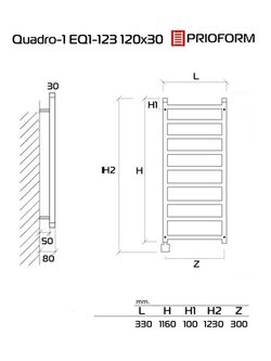 Quadro-1 EQ1 120x30 см Полотенцесушитель электрический
