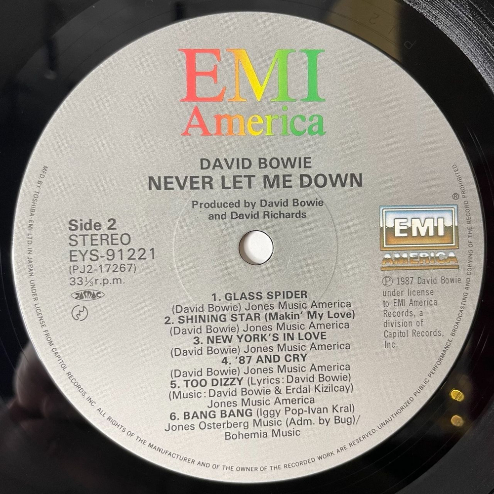 Винтажная виниловая пластинка LP David Bowie Never Let Me Down (Japan 1987) (Obi) (Poster)