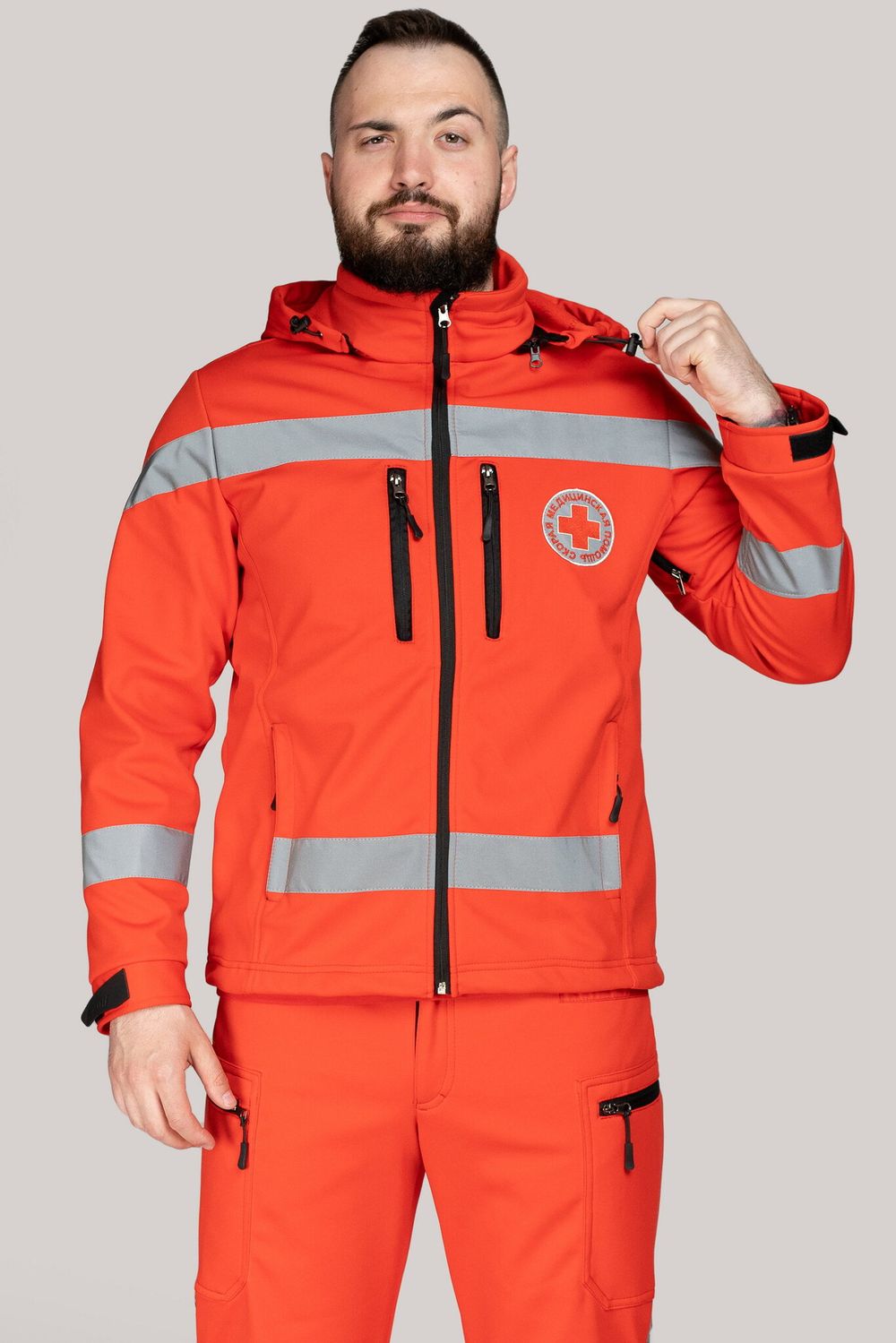 Куртка демисезонная мужская Скорая помощь MedicLine SOFTSHELL красная
