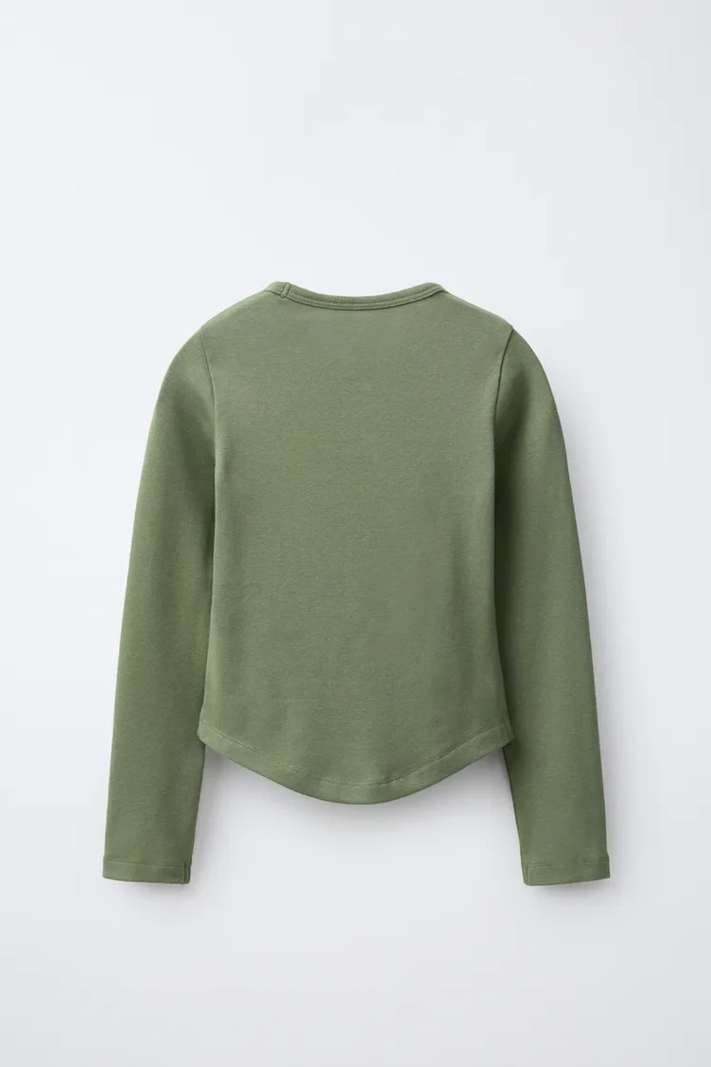ZARA ОДНОТОННЫЙ ЛОНГСЛИВ С МОДАЛОМ, ХАКИ