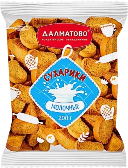 Сухарики Далматово молочные 200г