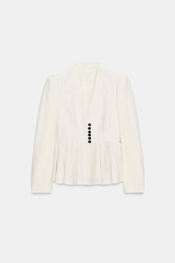 ZARA ПРИТАЛЕННЫЙ БЛЕЙЗЕР С ПОДПЛЕЧНИКАМИ, СВЕТЛО-БЕЖЕВЫЙ