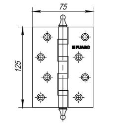 Петля дверная универсальная FUARO 4BB/A/BL 125x75x2,5 PB золото /30981/ (1 шт)