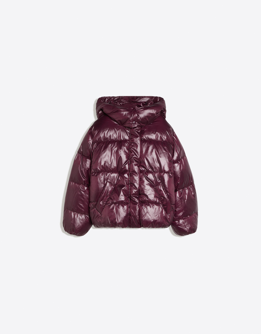 Женская стеганая куртка оверсайз с капюшоном - BERSHKA