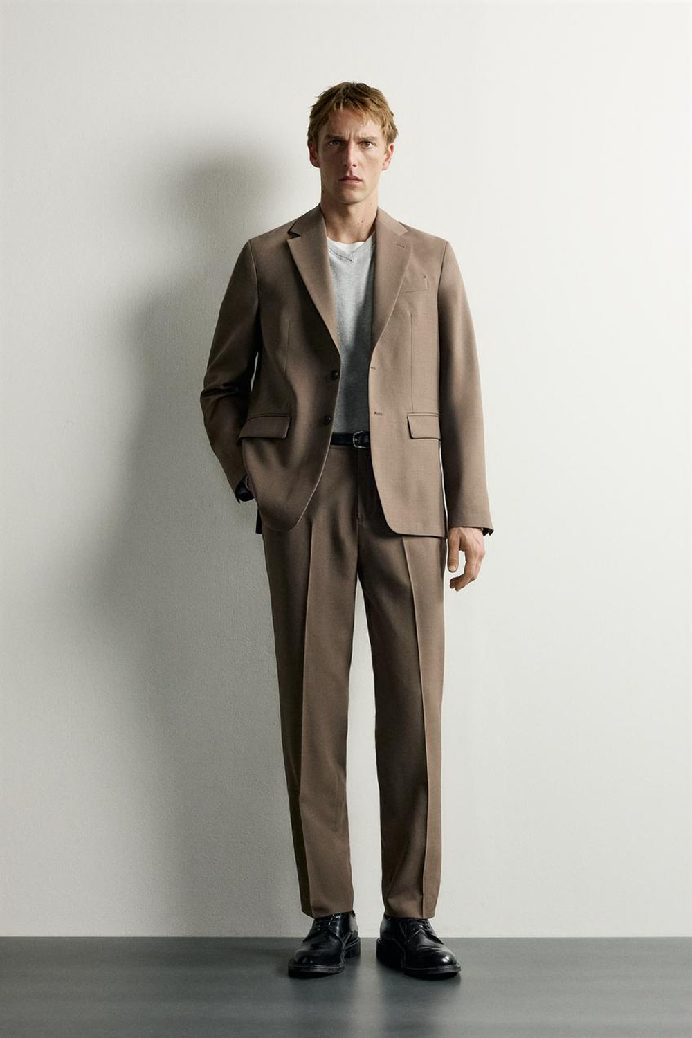 ZARA КОСТЮМНЫЕ БРЮКИ КЛАССИЧЕСКОГО КРОЯ, РЫЖЕВАТО-КОРИЧНЕВЫЙ