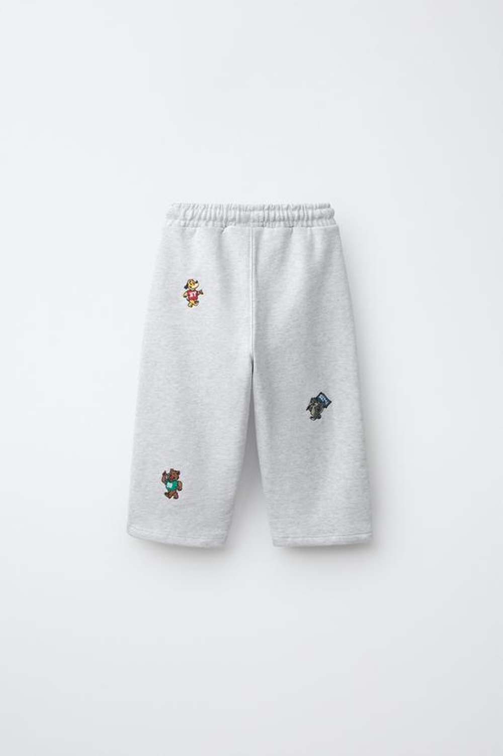 ZARA БРЮКИ-ДЖОГГЕРЫ ИЗ МЯГКОЙ ТКАНИ С ВЫШИВКОЙ ЖИВОТНЫХ, СЕРЫЙ МЕЛАНЖ