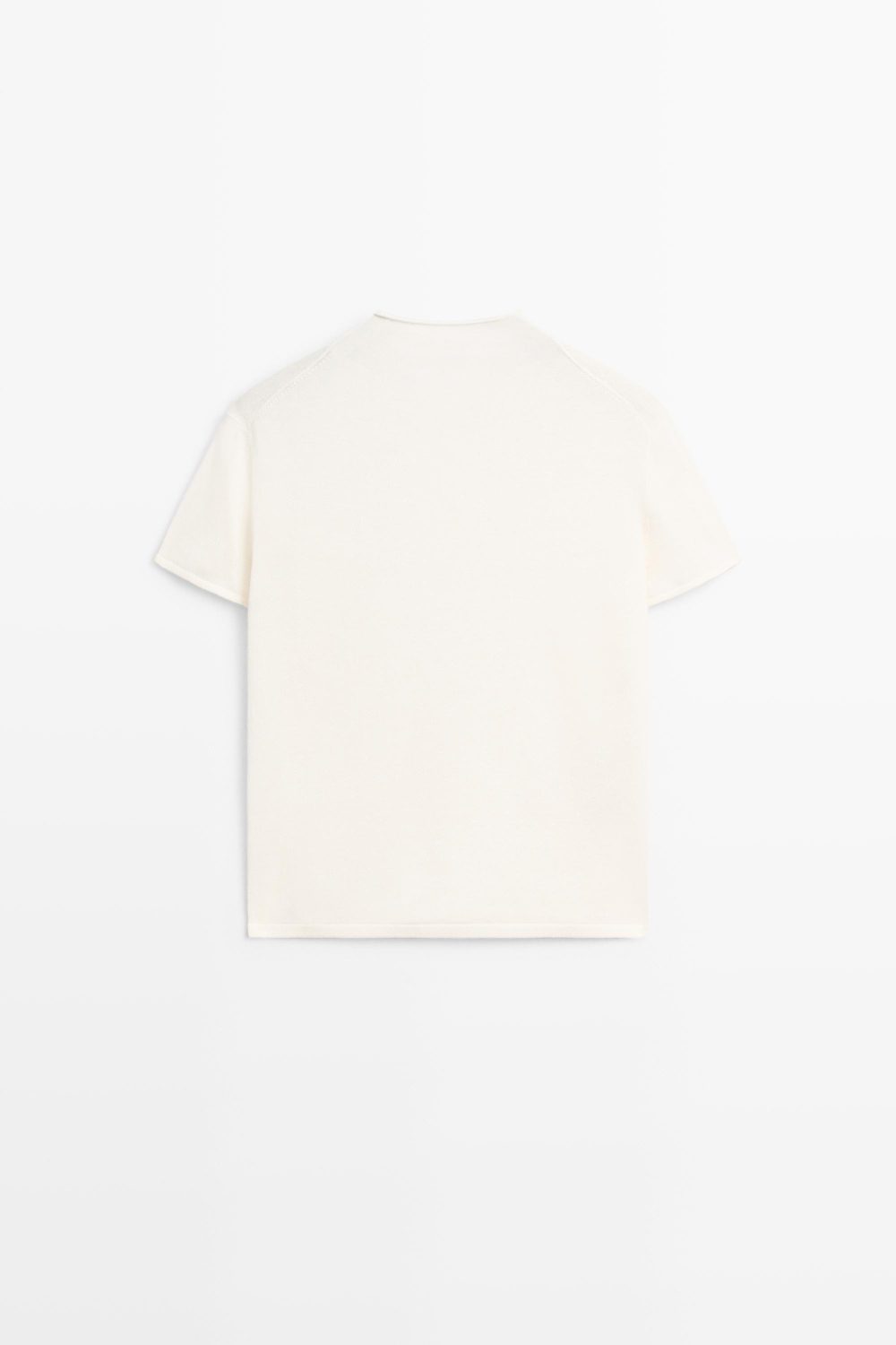 Massimo Dutti Вязаный свитер с короткими рукавами, натуральный/кремовый