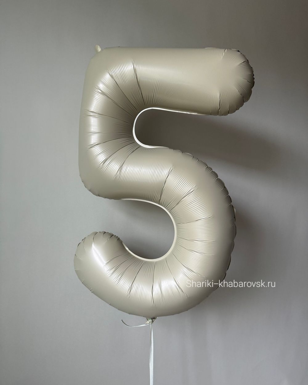 К Шар 32''81 см "Цифра 5" Белый песок Сатин (БГ-60)  Изображение2