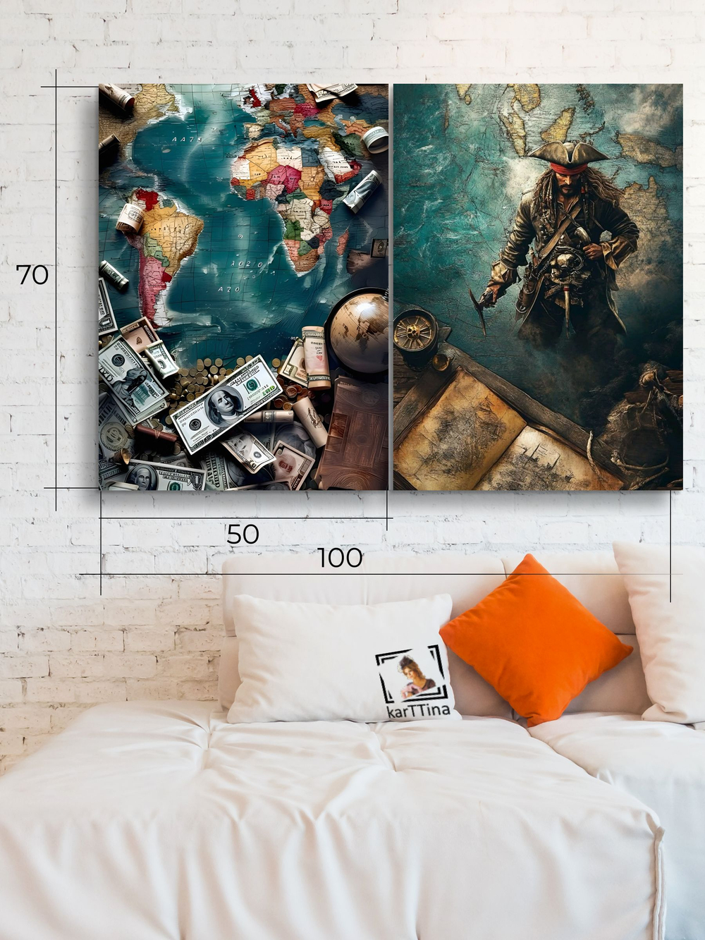Картина Тайны путешествий модульная 50x70см 2шт.