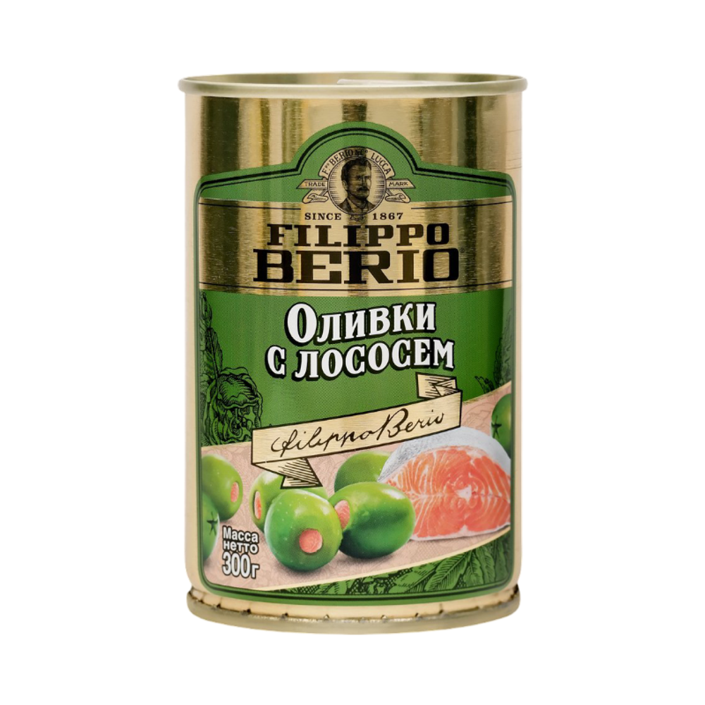 Оливки с лососем, 300 Г, FILIPPO BERIO