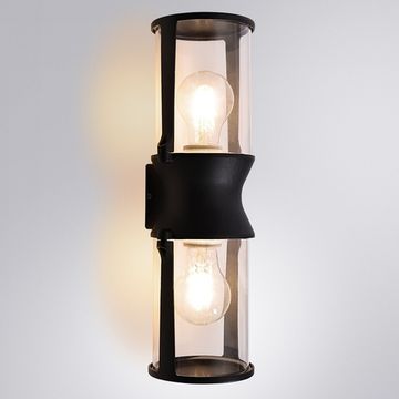 Уличный настенный светильник 2*Е27 A8306AL-2BK чёрный Minchir Arte Lamp