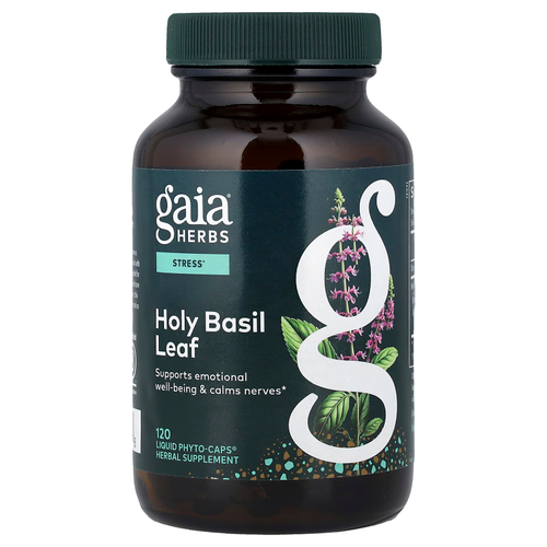 Gaia Herbs, Листья базилика священного, 120 капсул Liquid Phyto-Caps®