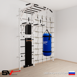 Шведская стенка Sv Sport усиленная 65320 (Турник рукоход/Брусья/Скамья/Трапеция/Цепь/Мешок 22кг/Канатный лаз)
