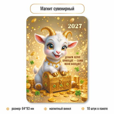 Магнит сувенирный 2027 "Символ года" 10404 (Квадра)