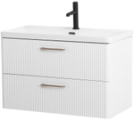 Подвесная тумба с раковиной Belbagno DUE, 80 см Bianco Lucido DUE-800-2C-SO-BL-P + BB-8076-3-80