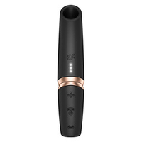 Черный вакуумный стимулятор 12см в виде губной помады Satisfyer Perfect Kiss 3D