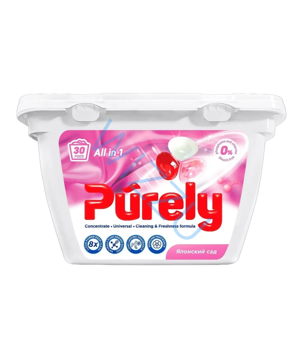 Капсулы для стирки PURELY 3-ех компон Японский сад 300гр