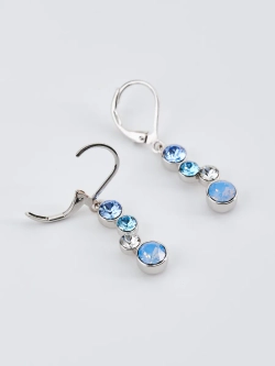 Серьги-подвески Эльза с голубыми кристаллами Swarovski