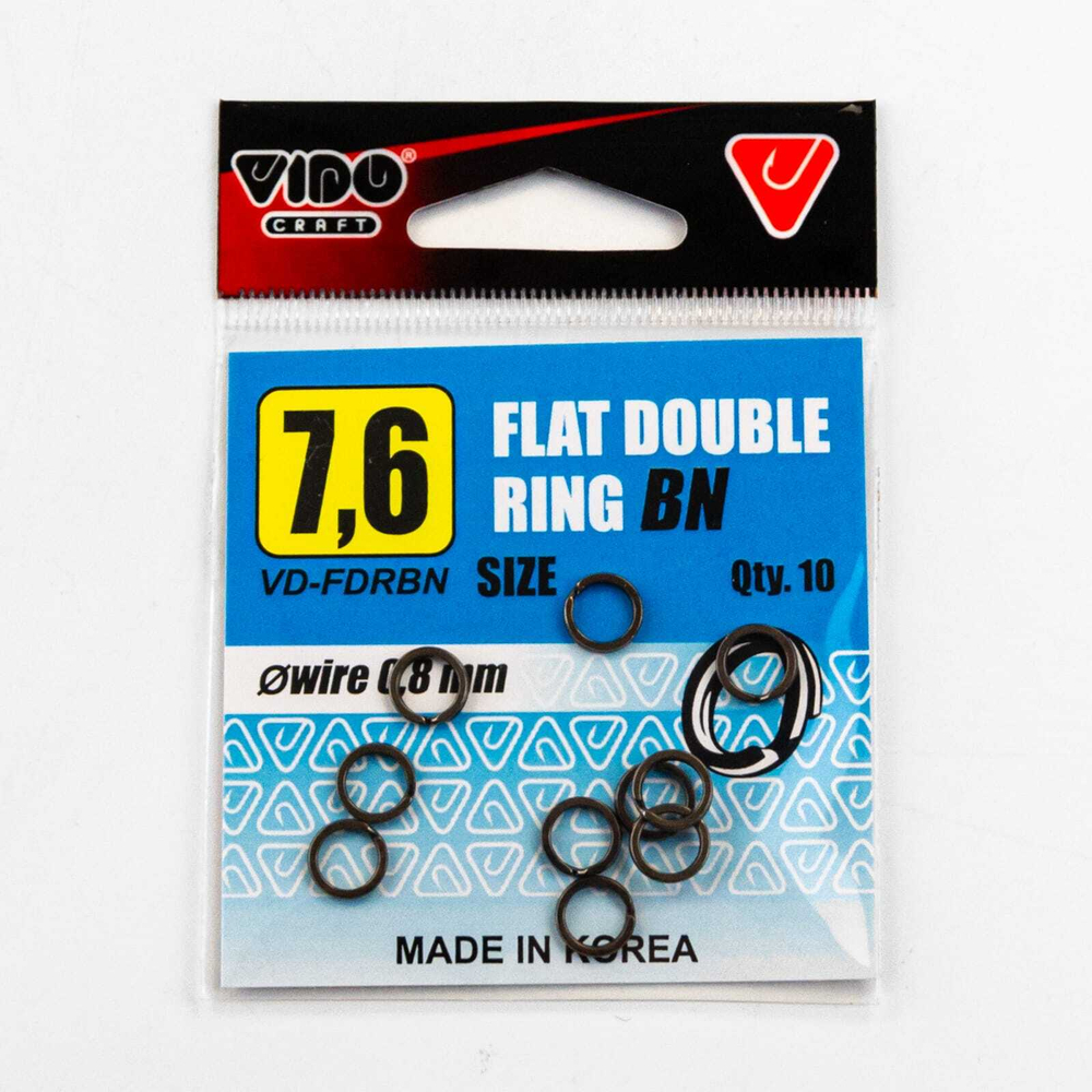 Кольцо заводное Vido Craft Flat Double Ring, Черный никель (10шт/уп)