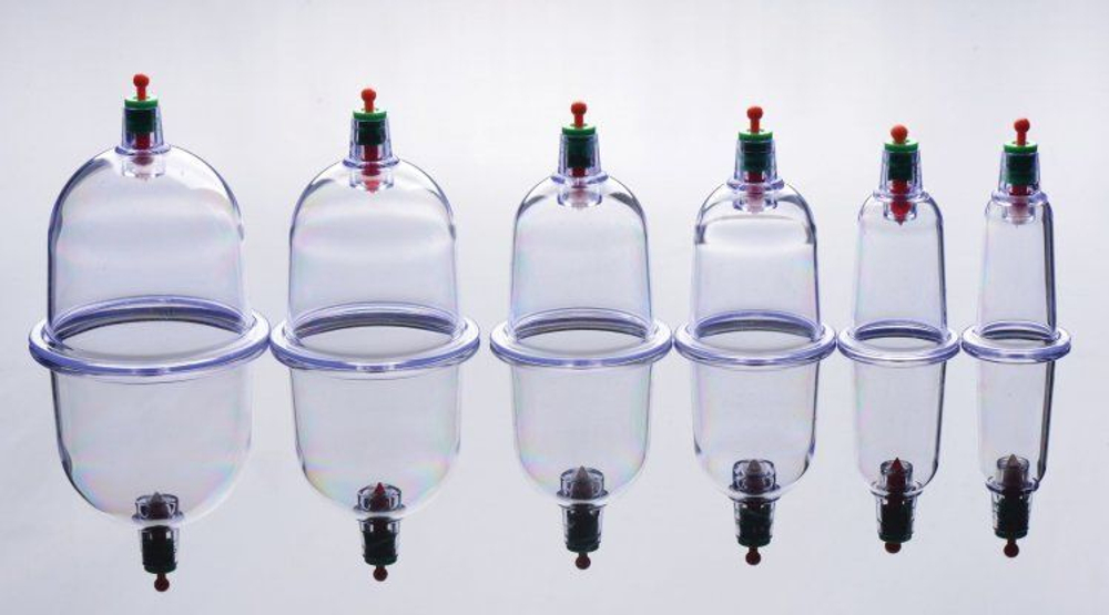 Набор помп для стимуляции Sukshen 6 Piece Cupping Set with Acu-Points (Цвет: прозрачный)