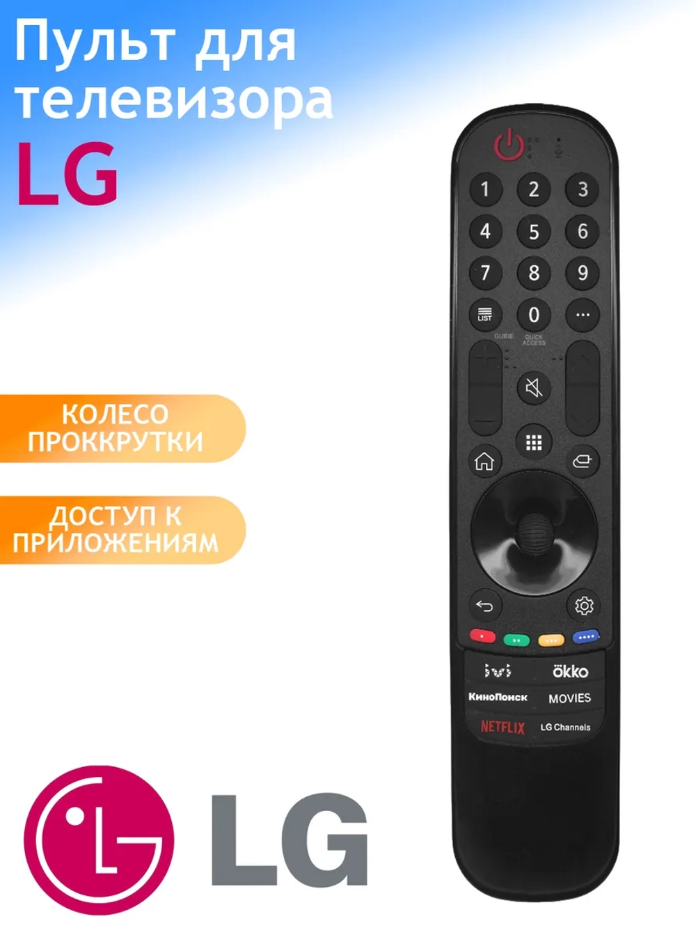 Пульт ДУ для телевизора ClickPdu MR21GA-IR-RU универсальный пульт для LG на ик сигнале ( без голоса) с голосовым управлением PDUHRM2111