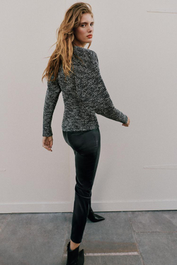 ZARA ТОП БУКЛЕ, БЕЛЫЙ/ЧЕРНЫЙ