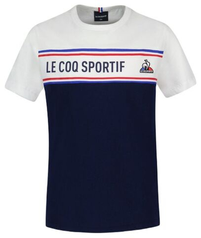Футболка для мальчика теннисная Le Coq Sportif TRI Tee Short Sleeve N°2 SS23 - bleu nuit/new optical white