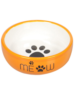 Миска Mr.Kranch керамическая для кошек "MEOW!" Оранжевая - 380 мл