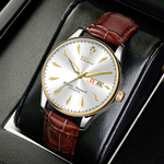 KANGOL Prestige Collection Trendy Era Automatic Mechanical Movement Genuine Leather Strap Watch Men"s Watches