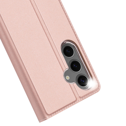 Чехол книжка из PU кожи розового цвета от Dux Ducis для Samsung Galaxy S24 FE, серия Skin Pro Series Case
